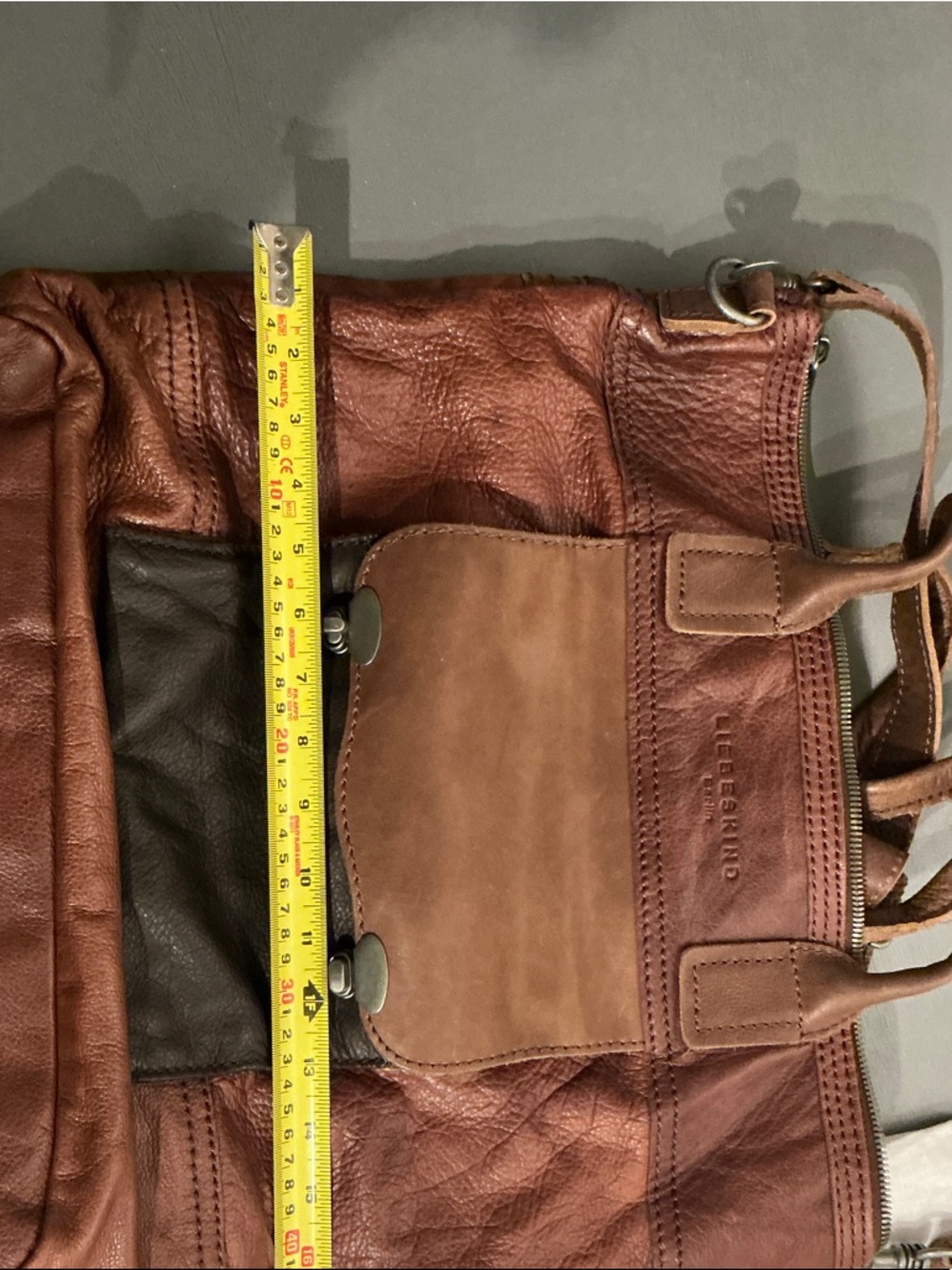 Liebeskind Tri-Tone Leather Satchel in Rust, Tan and Dark Brown - Picture 6 of 8
